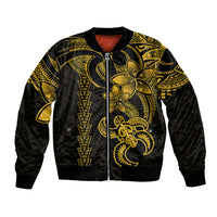 Hawaiian Tribal Bomber Jacket Polynesian Kakau Turtle - Yellow LT9 - Wonder Print Shop