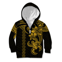 Hawaiian Tribal Kid Hoodie Polynesian Kakau Turtle - Yellow - Wonder Print Shop
