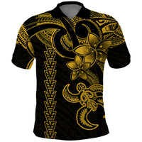 Hawaiian Tribal Polo Shirt Polynesian Kakau Turtle - Yellow - Wonder Print Shop