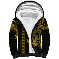 Hawaiian Tribal Sherpa Hoodie Polynesian Kakau Turtle - Yellow - Wonder Print Shop