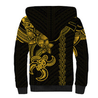 Hawaiian Tribal Sherpa Hoodie Polynesian Kakau Turtle - Yellow - Wonder Print Shop