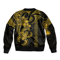 Hawaiian Tribal Sleeve Zip Bomber Jacket Polynesian Kakau Turtle - Yellow - Wonder Print Shop