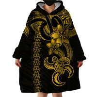Hawaiian Tribal Wearable Blanket Hoodie Polynesian Kakau Turtle - Yellow - Wonder Print Shop