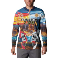 Custom Spain and Argentina Football Button Sweatshirt Finalissima Make History Together LT9 - Wonder Print Shop