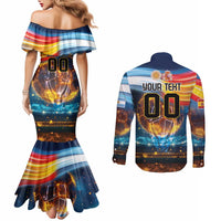 Custom Spain and Argentina Football Couples Matching Mermaid Dress and Long Sleeve Button Shirt Finalissima Make History Together