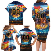 Custom Spain and Argentina Football Family Matching Long Sleeve Bodycon Dress and Hawaiian Shirt Finalissima Make History Together LT9 - Wonder Print Shop