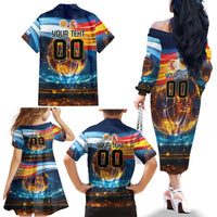 Custom Spain and Argentina Football Family Matching Off The Shoulder Long Sleeve Dress and Hawaiian Shirt Finalissima Make History Together - Wonder Print Shop