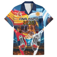 Custom Spain and Argentina Football Family Matching Off The Shoulder Long Sleeve Dress and Hawaiian Shirt Finalissima Make History Together - Wonder Print Shop