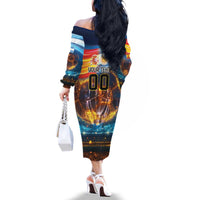Custom Spain and Argentina Football Family Matching Off The Shoulder Long Sleeve Dress and Hawaiian Shirt Finalissima Make History Together - Wonder Print Shop