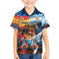 Custom Spain and Argentina Football Family Matching Off The Shoulder Long Sleeve Dress and Hawaiian Shirt Finalissima Make History Together - Wonder Print Shop