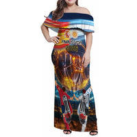 Custom Spain and Argentina Football Family Matching Off Shoulder Maxi Dress and Hawaiian Shirt Finalissima Make History Together LT9 - Wonder Print Shop