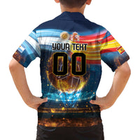 Custom Spain and Argentina Football Family Matching Off Shoulder Short Dress and Hawaiian Shirt Finalissima Make History Together LT9 - Wonder Print Shop