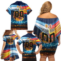 Custom Spain and Argentina Football Family Matching Off Shoulder Short Dress and Hawaiian Shirt Finalissima Make History Together LT9 - Wonder Print Shop