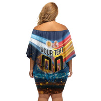 Custom Spain and Argentina Football Family Matching Off Shoulder Short Dress and Hawaiian Shirt Finalissima Make History Together LT9 - Wonder Print Shop