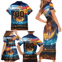 Custom Spain and Argentina Football Family Matching Short Sleeve Bodycon Dress and Hawaiian Shirt Finalissima Make History Together - Wonder Print Shop