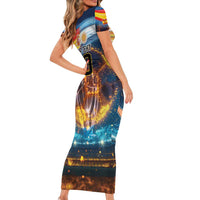 Custom Spain and Argentina Football Family Matching Short Sleeve Bodycon Dress and Hawaiian Shirt Finalissima Make History Together - Wonder Print Shop