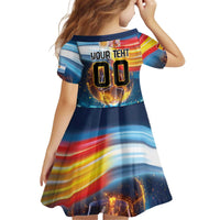 Custom Spain and Argentina Football Kid Short Sleeve Dress Finalissima Make History Together - Wonder Print Shop