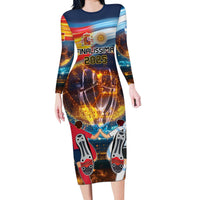 Custom Spain and Argentina Football Long Sleeve Bodycon Dress Finalissima Make History Together - Wonder Print Shop