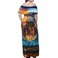 Custom Spain and Argentina Football Off Shoulder Maxi Dress Finalissima Make History Together - Wonder Print Shop