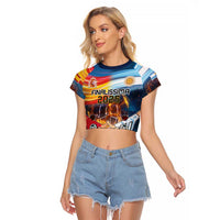 Custom Spain and Argentina Football Raglan Cropped T Shirt Finalissima Make History Together - Wonder Print Shop