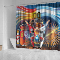 Custom Spain and Argentina Football Shower Curtain Finalissima Make History Together