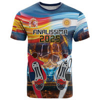 Custom Spain and Argentina Football T Shirt Finalissima Make History Together - Wonder Print Shop