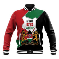 Kenya 254 Baseball Jacket Kenyan Flag Map Double Lion Shield - Wonder Print Shop