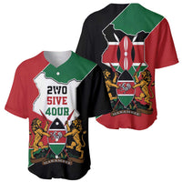 Kenya 254 Baseball Jersey Kenyan Flag Map Double Lion Shield - Wonder Print Shop