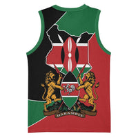 Kenya 254 Basketball Jersey Kenyan Flag Map Double Lion Shield - Wonder Print Shop