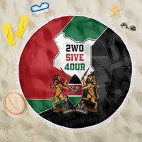 Kenya 254 Beach Blanket Kenyan Flag Map Double Lion Shield - Wonder Print Shop