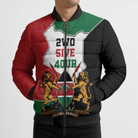 Kenya 254 Bomber Puffer Jacket Kenyan Flag Map Double Lion Shield - Wonder Print Shop