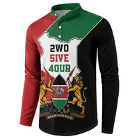 Kenya 254 Button Sweatshirt Kenyan Flag Map Double Lion Shield - Wonder Print Shop