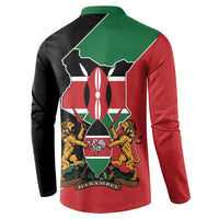 Kenya 254 Button Sweatshirt Kenyan Flag Map Double Lion Shield - Wonder Print Shop