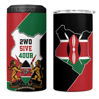 Kenya 254 4 in 1 Can Cooler Tumbler Kenyan Flag Map Double Lion Shield - Wonder Print Shop