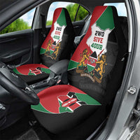 Kenya 254 Car Seat Cover Kenyan Flag Map Double Lion Shield - Wonder Print Shop