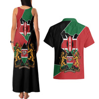 Kenya 254 Couples Matching Tank Maxi Dress and Hawaiian Shirt Kenyan Flag Map Double Lion Shield - Wonder Print Shop