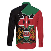 Kenya 254 Family Matching Off The Shoulder Long Sleeve Dress and Hawaiian Shirt Kenyan Flag Map Double Lion Shield - Wonder Print Shop