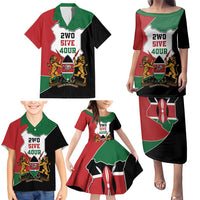 Kenya 254 Family Matching Puletasi and Hawaiian Shirt Kenyan Flag Map Double Lion Shield - Wonder Print Shop