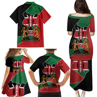 Kenya 254 Family Matching Puletasi and Hawaiian Shirt Kenyan Flag Map Double Lion Shield - Wonder Print Shop