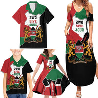 Kenya 254 Family Matching Summer Maxi Dress and Hawaiian Shirt Kenyan Flag Map Double Lion Shield - Wonder Print Shop