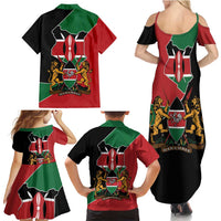 Kenya 254 Family Matching Summer Maxi Dress and Hawaiian Shirt Kenyan Flag Map Double Lion Shield - Wonder Print Shop