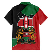 Kenya 254 Family Matching Tank Maxi Dress and Hawaiian Shirt Kenyan Flag Map Double Lion Shield - Wonder Print Shop