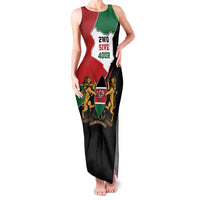 Kenya 254 Family Matching Tank Maxi Dress and Hawaiian Shirt Kenyan Flag Map Double Lion Shield - Wonder Print Shop