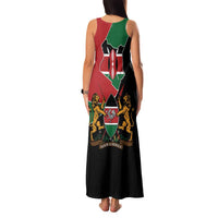 Kenya 254 Family Matching Tank Maxi Dress and Hawaiian Shirt Kenyan Flag Map Double Lion Shield - Wonder Print Shop