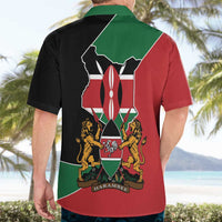 Kenya 254 Hawaiian Shirt Kenyan Flag Map Double Lion Shield - Wonder Print Shop