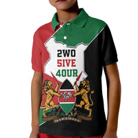 Kenya 254 Kid Polo Shirt Kenyan Flag Map Double Lion Shield - Wonder Print Shop