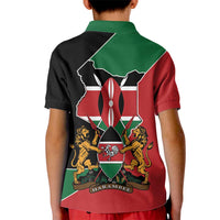 Kenya 254 Kid Polo Shirt Kenyan Flag Map Double Lion Shield - Wonder Print Shop