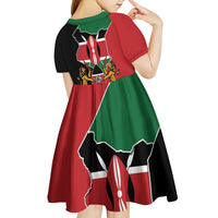 Kenya 254 Kid Short Sleeve Dress Kenyan Flag Map Double Lion Shield - Wonder Print Shop