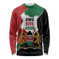 Kenya 254 Long Sleeve Shirt Kenyan Flag Map Double Lion Shield - Wonder Print Shop