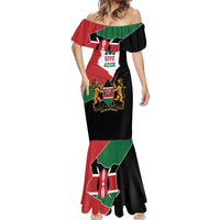 Kenya 254 Mermaid Dress Kenyan Flag Map Double Lion Shield - Wonder Print Shop